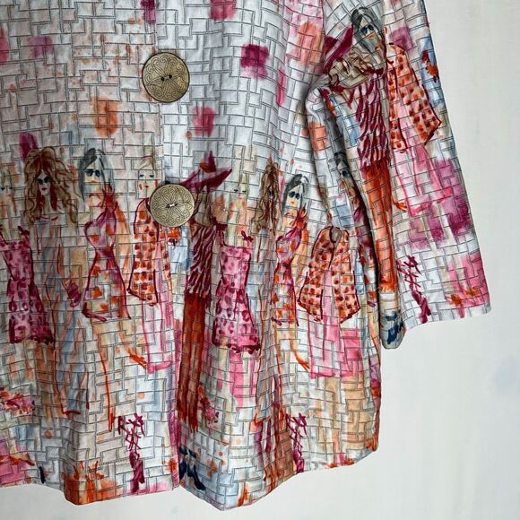 Multiples Camellia Quilted Button Front Petite Jacket Printed Texture Size PL - Picture 3 of 8